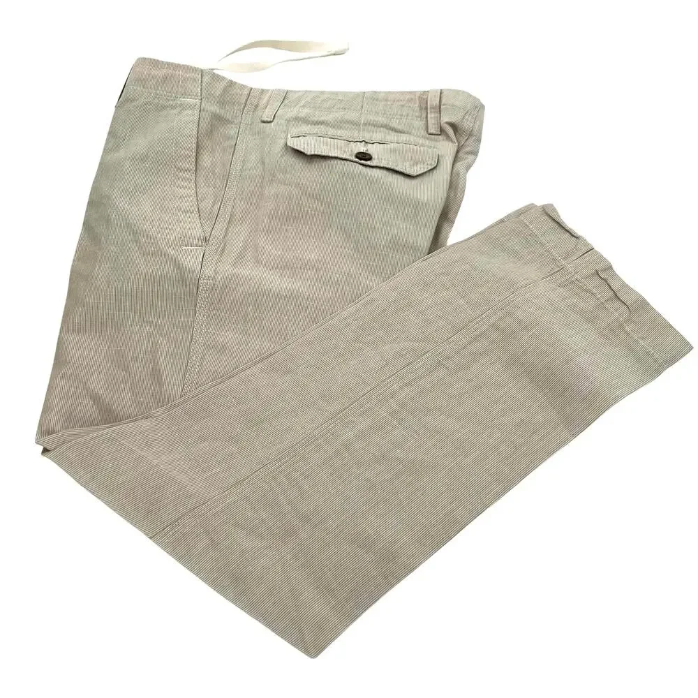 Banana Republic men’s linen pin striped straight leg trousers pants